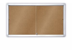 Gablota informacyjna z przesuwanymi drzwiami 2x3 - model 1 korkowa / lakierowana / tekstylna