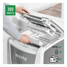 Niszczarka Leitz IQ AutoFeed 300 P-4 w promocji - stołek do aktywnego siedzenia gratis
