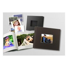 Zszywane okładki do fotoalbumów o fakturze lnu z okienkiem UNIBIND