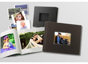 Zszywane okładki do fotoalbumów o fakturze lnu z okienkiem UNIBIND