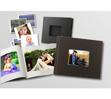 Zszywane okładki do fotoalbumów o fakturze lnu z okienkiem UNIBIND