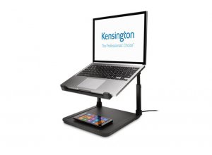 Podstawka Kensington SmartFit® pod laptopa z bezprzewodową podkładką do ładowania telefonu, czarna