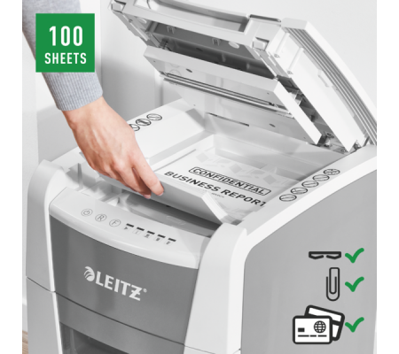 Niszczarka Leitz IQ AutoFeed 100 P-5 CASHBACK + w promocji - stołek do aktywnego siedzenia gratis 