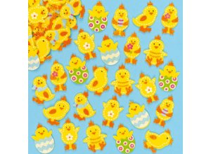 Wielkanocne naklejki z filcu - kurczaki Op. 63 szt.