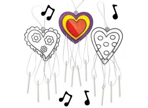 Witrażowe dzwoneczki wietrzne - serca Op. 3 szt.